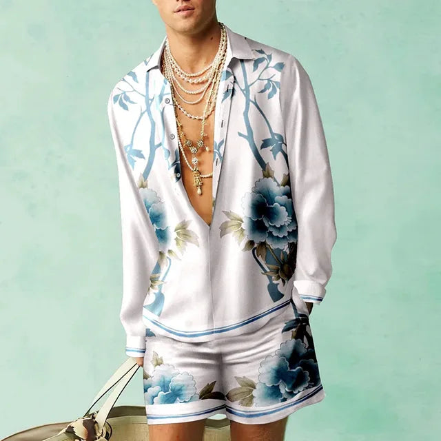 Fabio | Men's Trendy Hawaiian Set with Silk Look