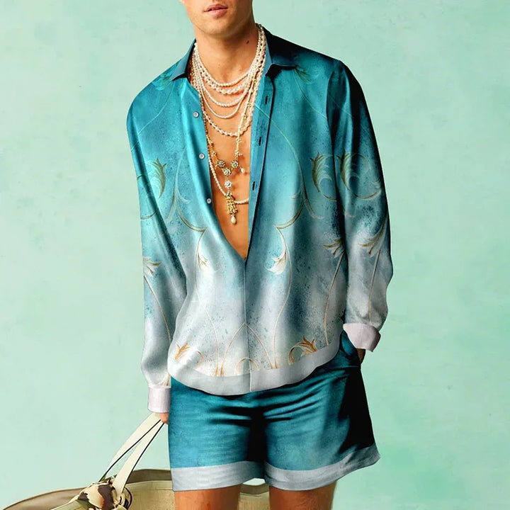 Fabio | Men's Trendy Hawaiian Set with Silk Look