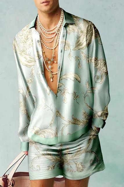 Fabio | Men's Trendy Hawaiian Set with Silk Look