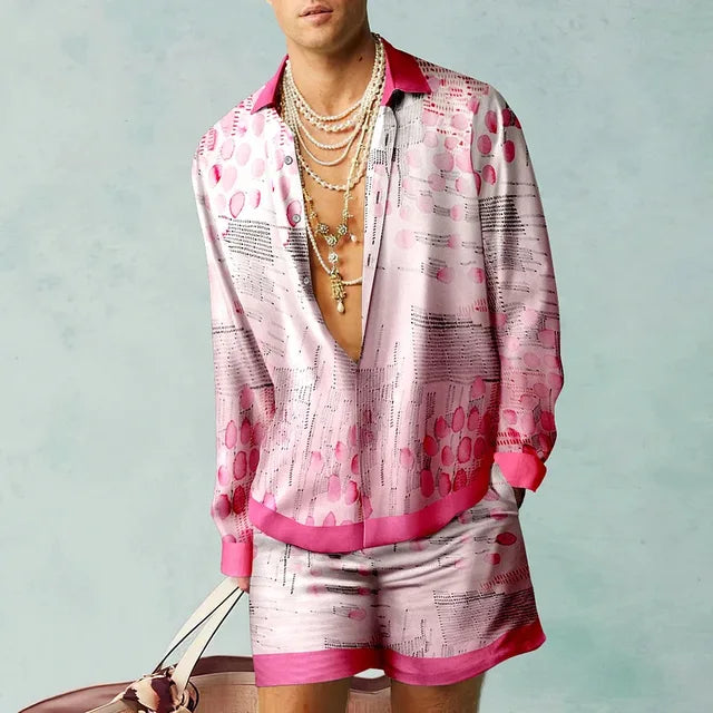 Fabio | Men's Trendy Hawaiian Set with Silk Look