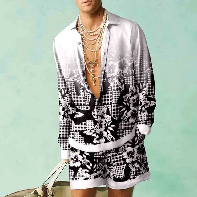 Fabio | Men's Trendy Hawaiian Set with Silk Look