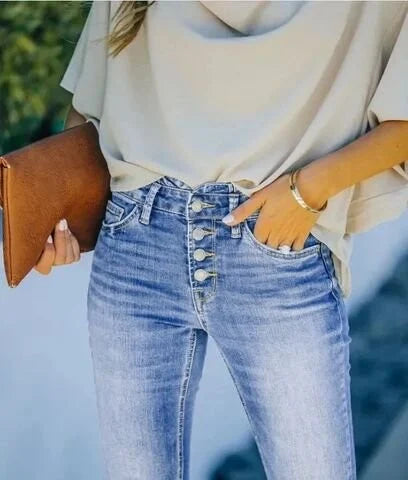 Mila | Women's Trendy High-Waisted Denim Trousers