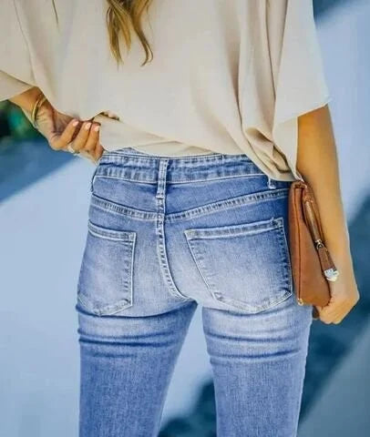 Mila | Women's Trendy High-Waisted Denim Trousers