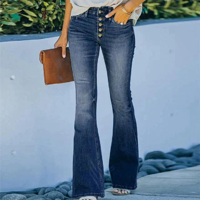 Mila | Women's Trendy High-Waisted Denim Trousers