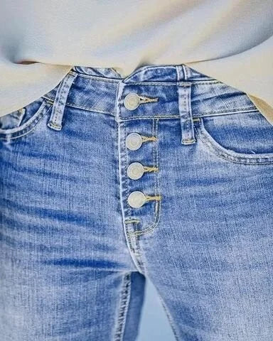 Mila | Women's Trendy High-Waisted Denim Trousers