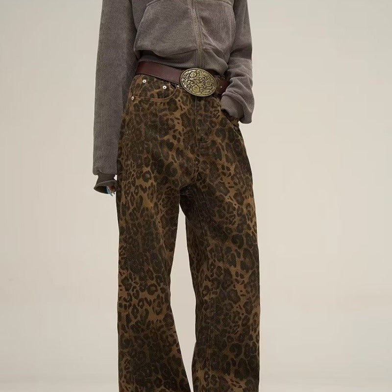 Layla | Women's Trendy Leopard Print Jeans