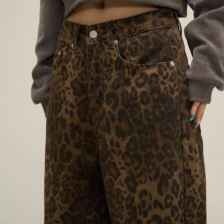Layla | Women's Trendy Leopard Print Jeans