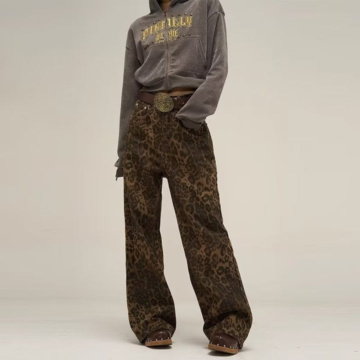 Layla | Women's Trendy Leopard Print Jeans