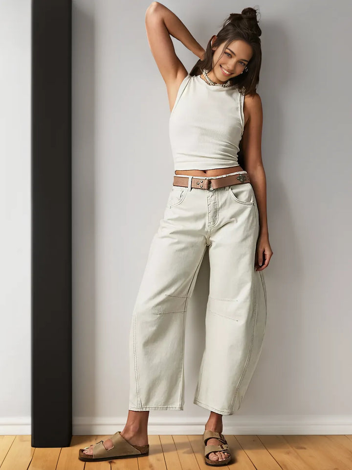 Livia | Women's Trendy Mid-Rise Barrel Jeans