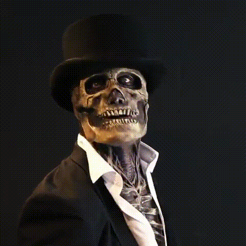 Halloween's Skeleton Costume with Latex Mask and Spine Bodysuit