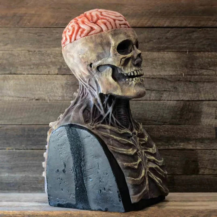 Halloween's Skeleton Costume with Latex Mask and Spine Bodysuit