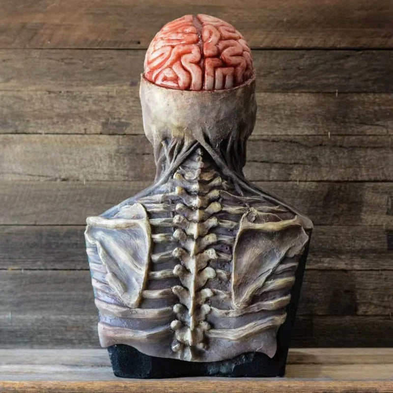 Halloween's Skeleton Costume with Latex Mask and Spine Bodysuit