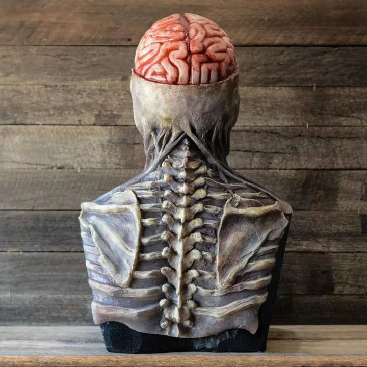 Halloween's Skeleton Costume with Latex Mask and Spine Bodysuit
