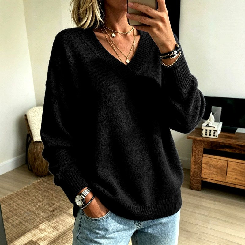 Women's V-Neck Oversized Knit Sweater