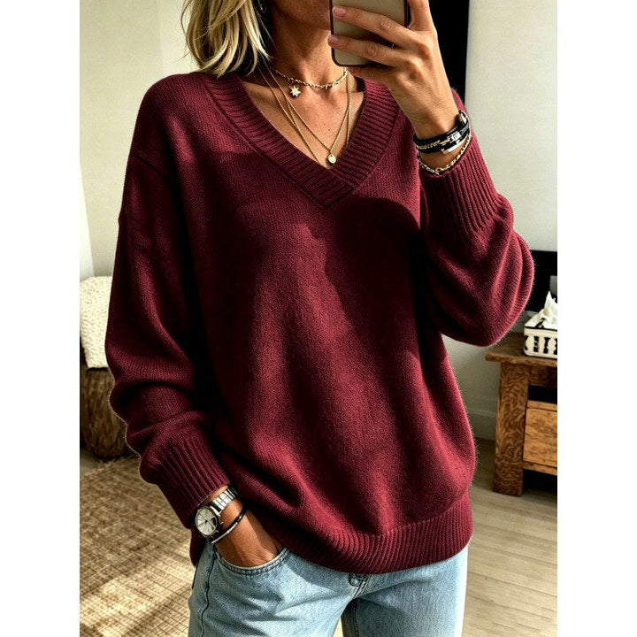 Women's V-Neck Oversized Knit Sweater