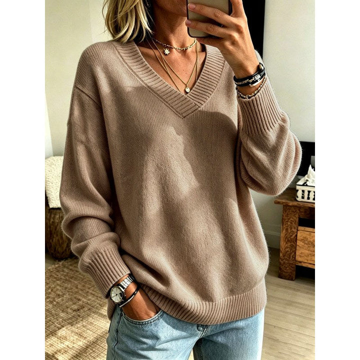 Women's V-Neck Oversized Knit Sweater