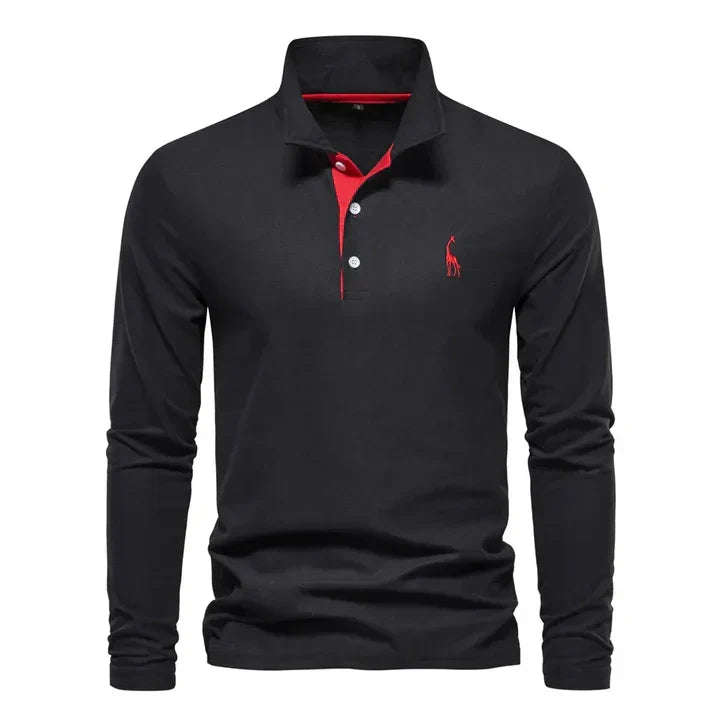 Men's Long-Sleeved Casual Polo Shirt