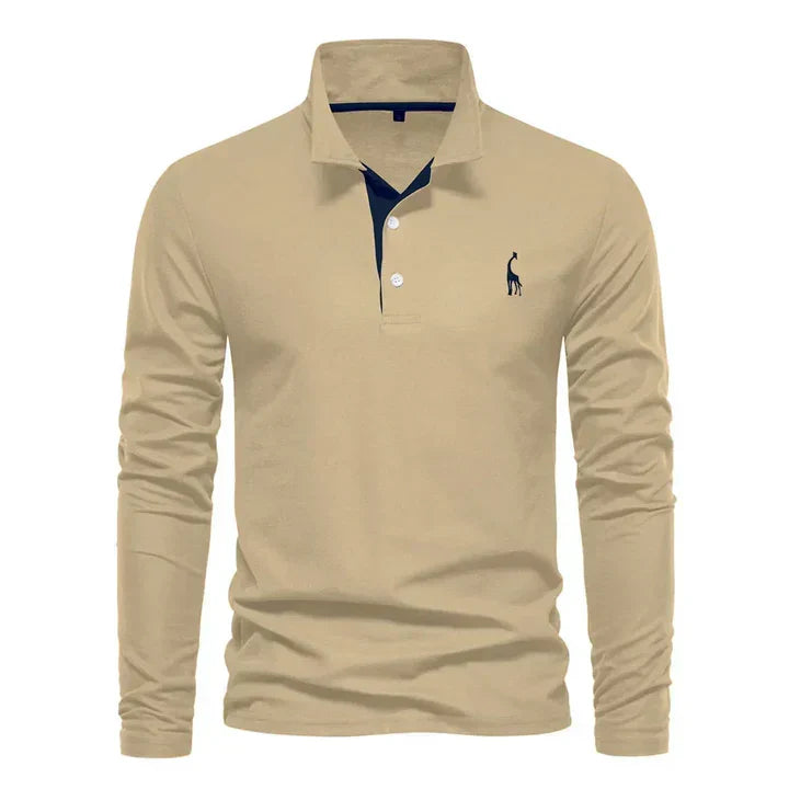 Men's Long-Sleeved Casual Polo Shirt