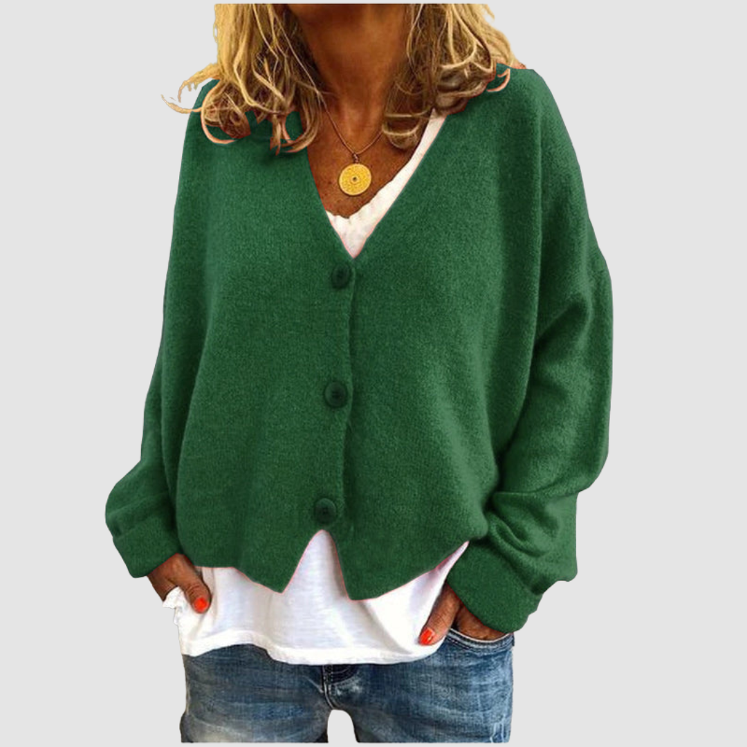 Women's Button-Front V-Neck Cardigan