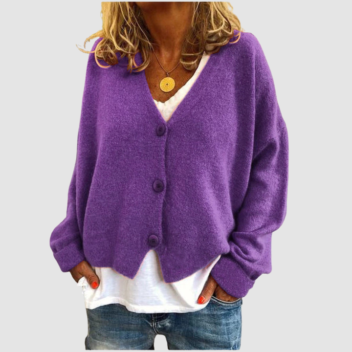 Women's Button-Front V-Neck Cardigan