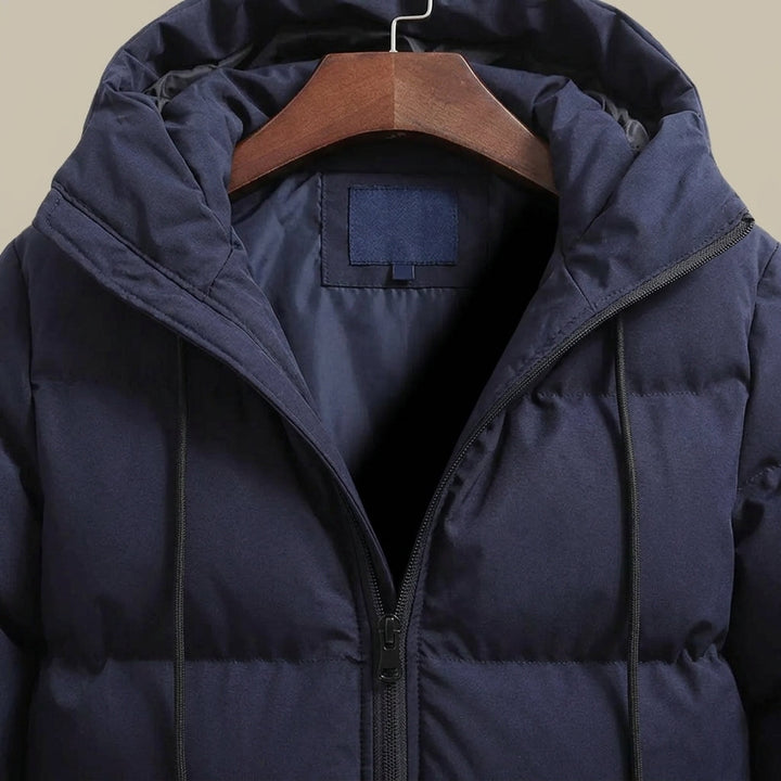 Men's Quilted Puffer Jacket with Drawstring Hood