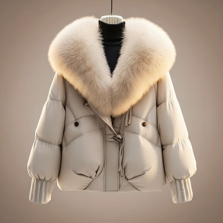 Women's Quilted Puffer Jacket with Faux Fur Collar