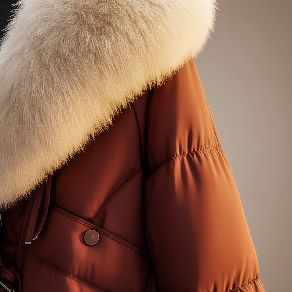 Women's Quilted Puffer Jacket with Faux Fur Collar