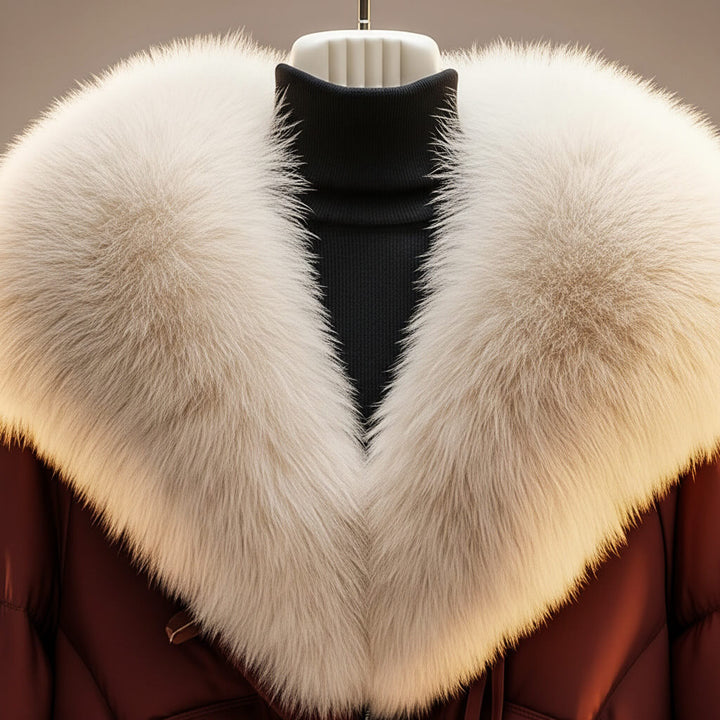 Women's Quilted Puffer Jacket with Faux Fur Collar