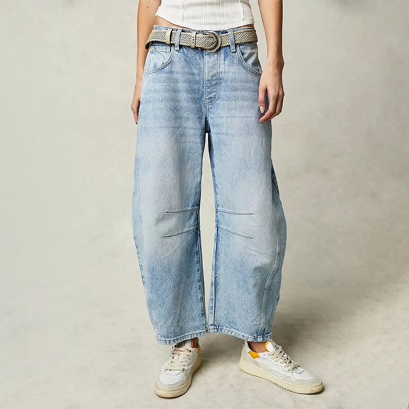 Women's High-Waisted Barrel Leg Pants