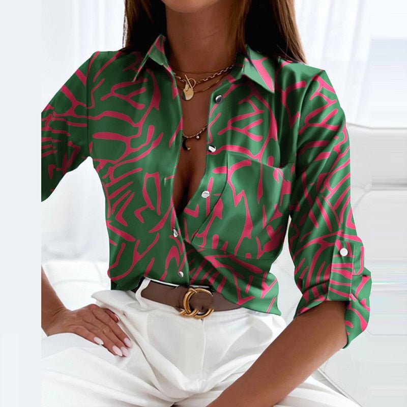 Women's Classic Lapel Collar Button-Up Shirt