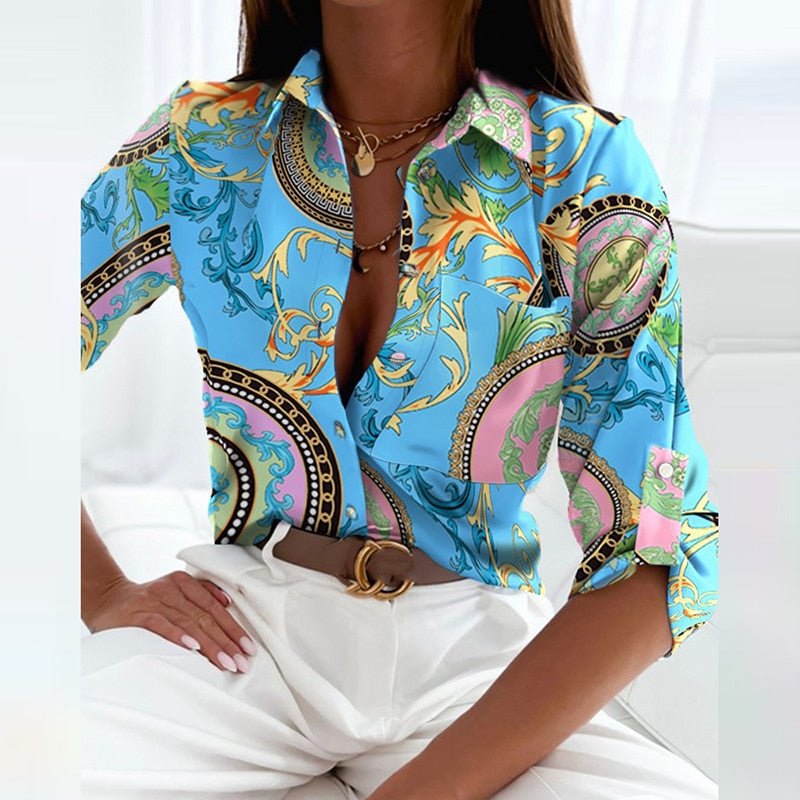 Women's Classic Lapel Collar Button-Up Shirt