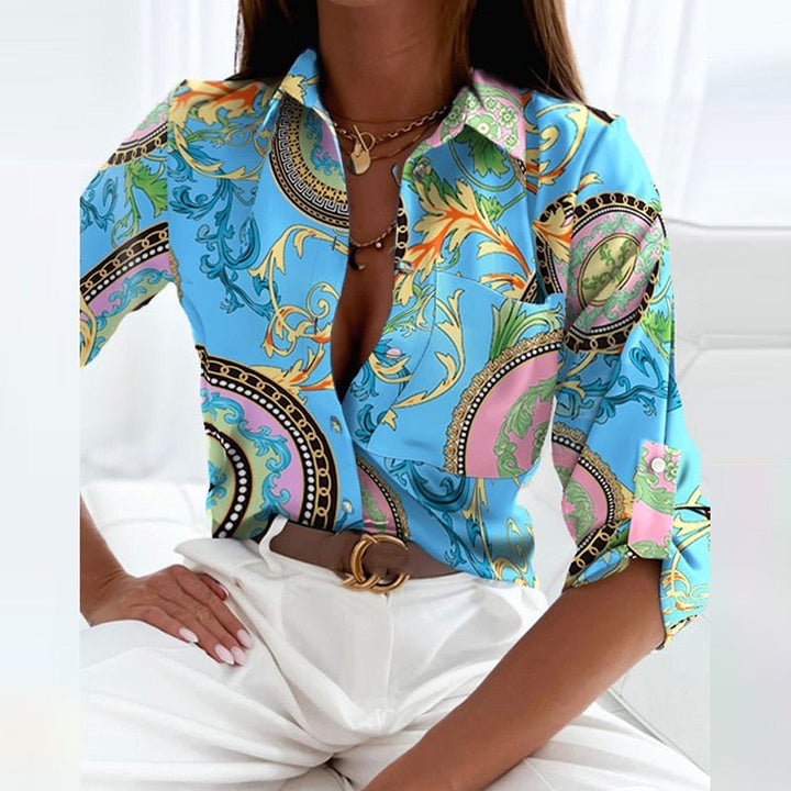 Women's Classic Lapel Collar Button-Up Shirt