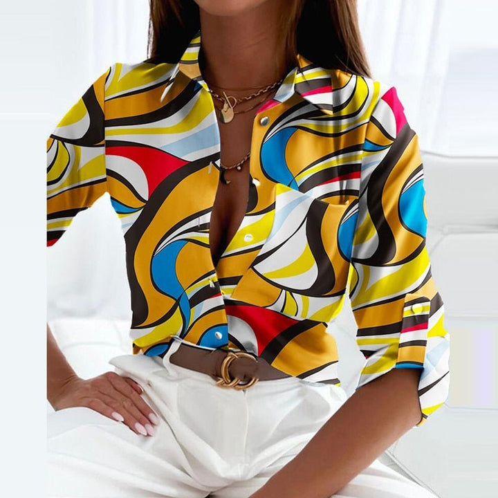 Women's Classic Lapel Collar Button-Up Shirt