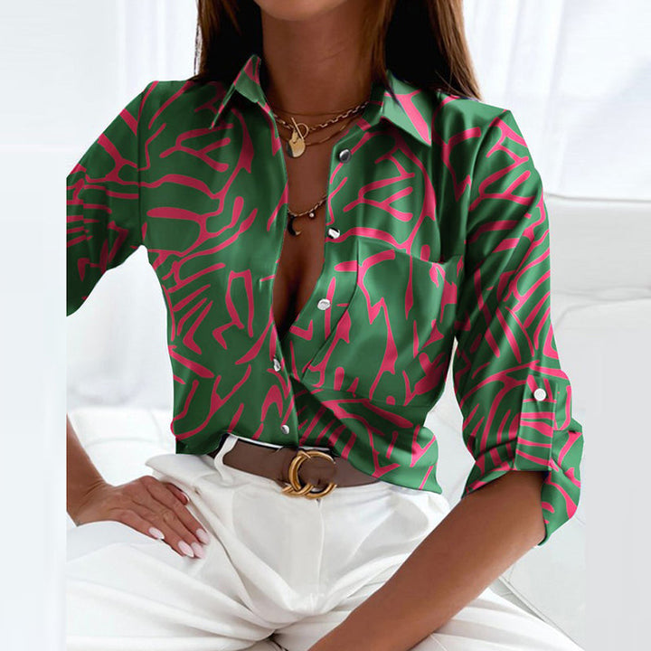 Women's Classic Lapel Collar Button-Up Shirt