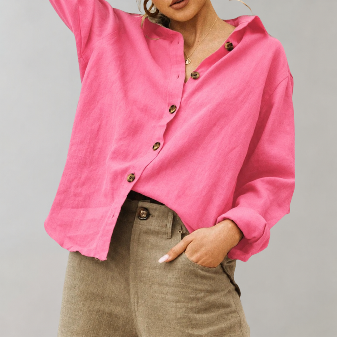 Women's Breezy Linen-Cotton Blend Relaxed Fit Shirt