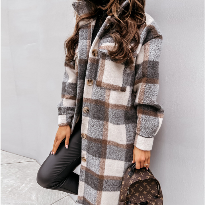 Women's Cozy Plaid Longline Coat