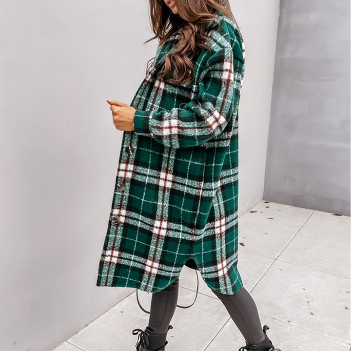Women's Cozy Plaid Longline Coat