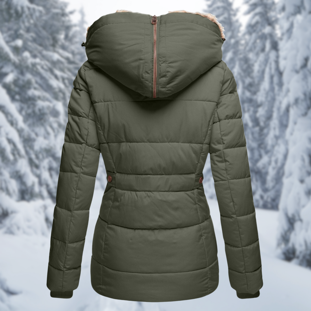 Women's Insulated Hooded Winter Jacket with Fur Trim