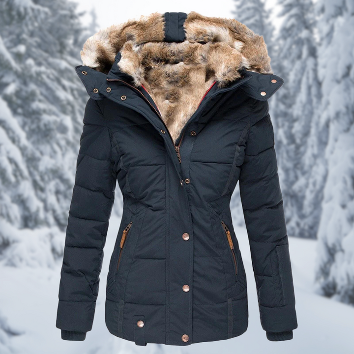 Women's Insulated Hooded Winter Jacket with Fur Trim