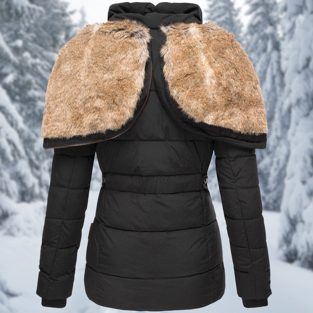 Women's Insulated Hooded Winter Jacket with Fur Trim