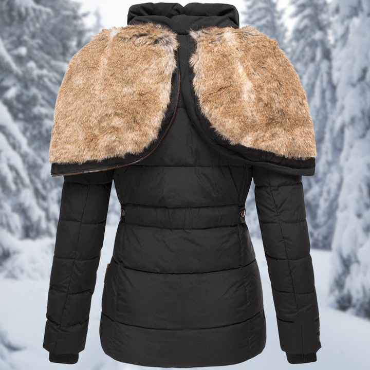 Women's Insulated Hooded Winter Jacket with Fur Trim