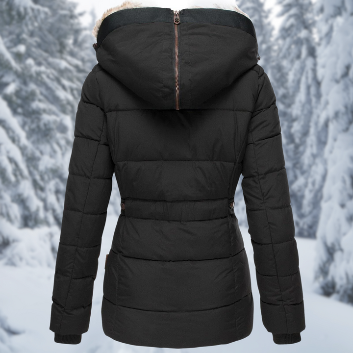 Women's Insulated Hooded Winter Jacket with Fur Trim