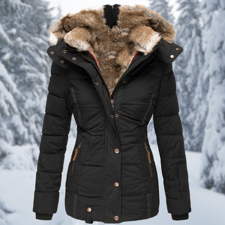 Women's Insulated Hooded Winter Jacket with Fur Trim