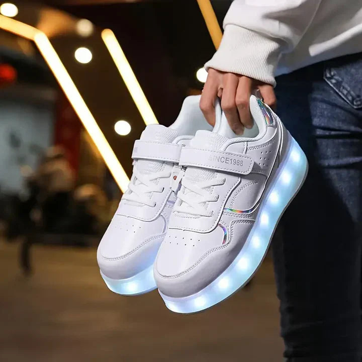 Women's Light-Up Roller Sneakers with Hidden Wheels