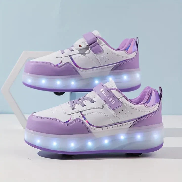 Women's Light-Up Roller Sneakers with Hidden Wheels