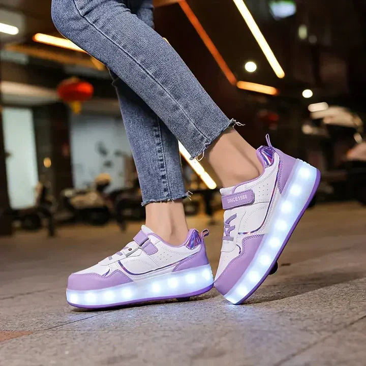 Women's Light-Up Roller Sneakers with Hidden Wheels