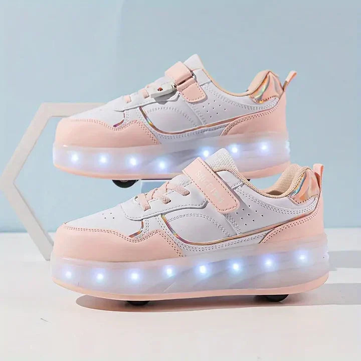 Women's Light-Up Roller Sneakers with Hidden Wheels