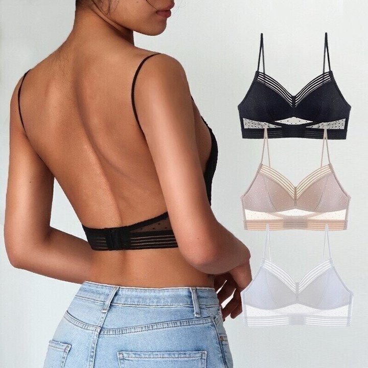 Women's Backless Lace Bralette with Wireless Support