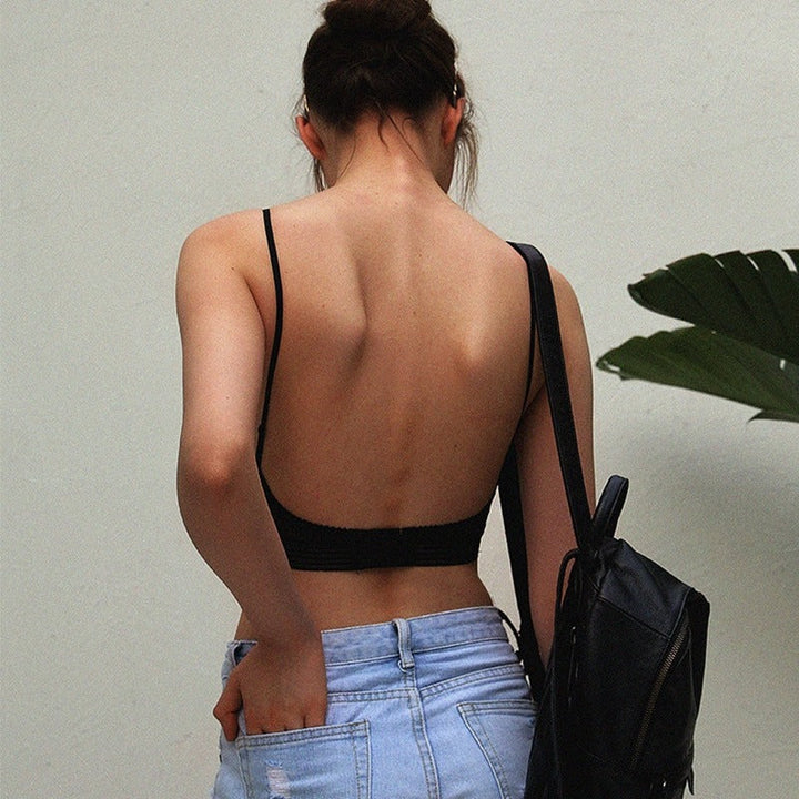 Women's Backless Lace Bralette with Wireless Support