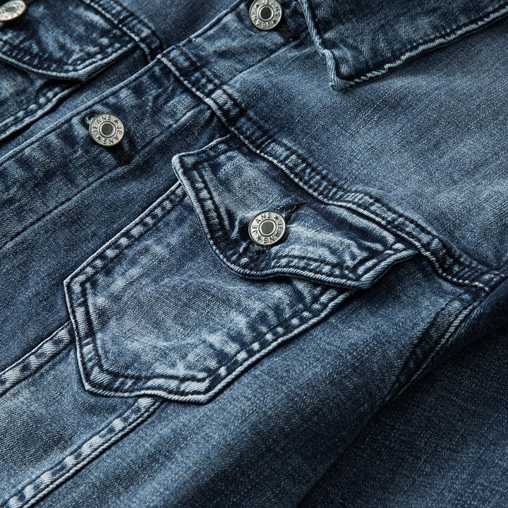 Men's Denim Jacket with Turn-Down Collar